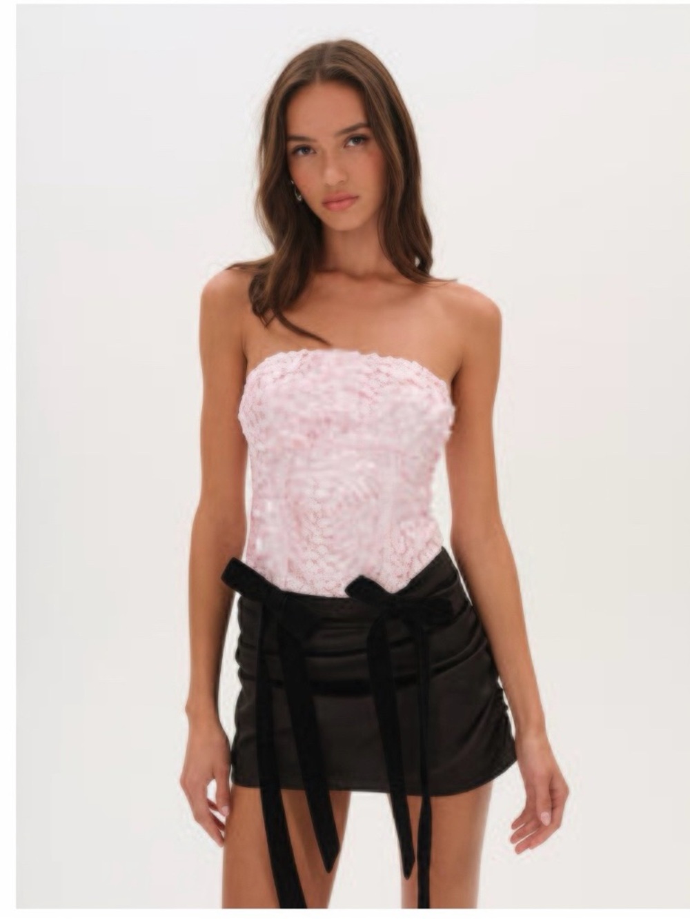 For Love And Lemons Strapless Pink Lace Bustier Dress